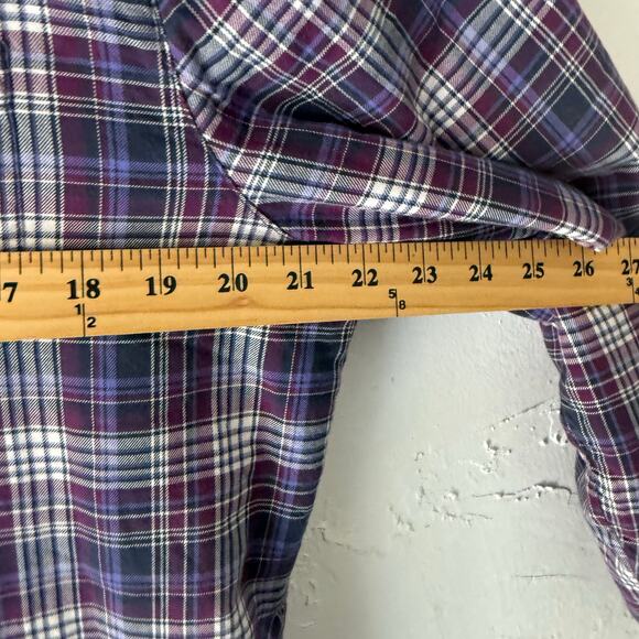 L.L. Bean Womens Size Medium Purple Plaid Fleece Lined Button Up Shacket Sweater - Picture 6 of 7